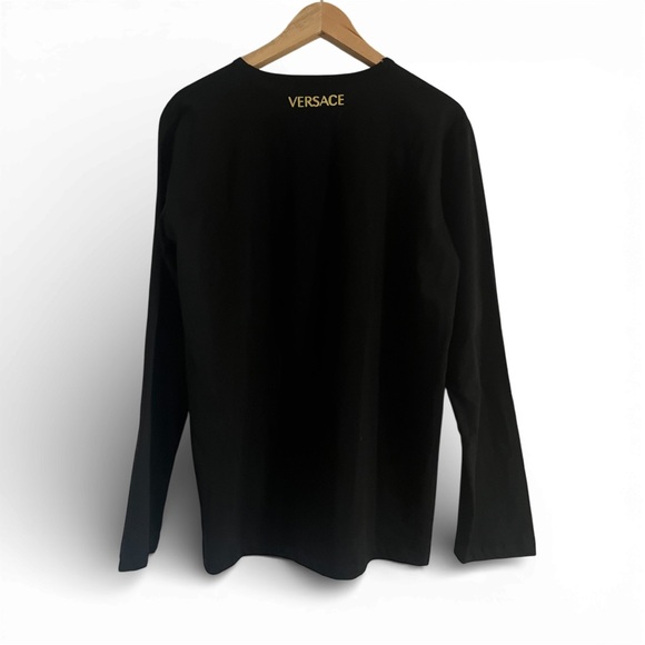 Versace Collection Medusa Logo Long Sleeve T-Shirt Black Gold | 100% Cotton - Picture 2 of 6